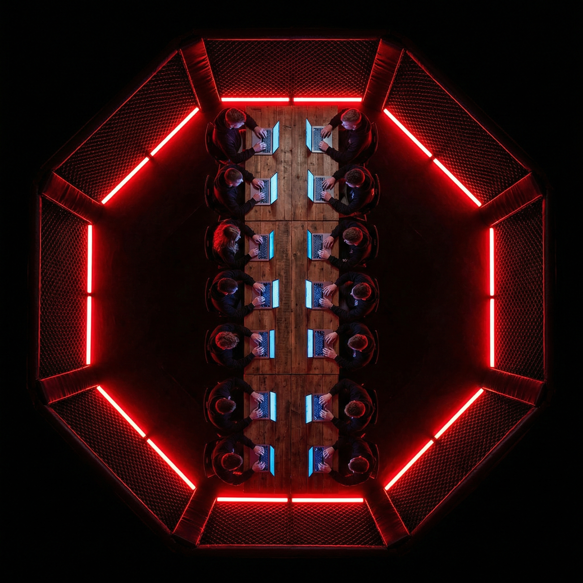 Octogone Hacktogone vu de haut avec participants